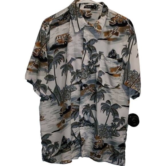 HAN Ton Hawaiian Short Sleeve Button Down Shirt Size Large - Picture 1 of 6